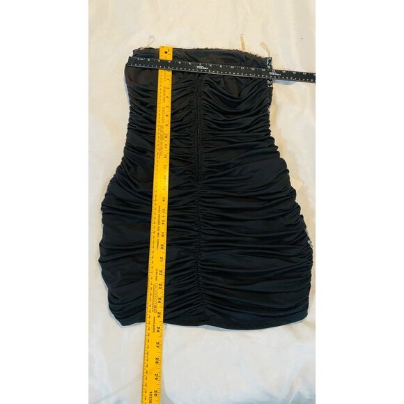 Strapless Black Ruched Mini Dress Women Sequins Size M Speechless Partywear - Picture 3 of 16